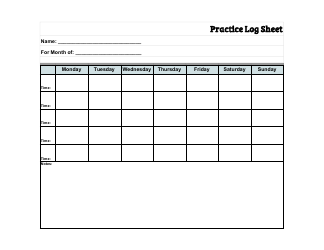 &quot;Practice Log Sheet Template&quot;