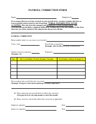 Document preview: Payroll Correction Form