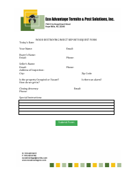 Document preview: Wood Destroying Insect Report Request Form - Eco Advantage Termite & Pest Solutions, Inc.