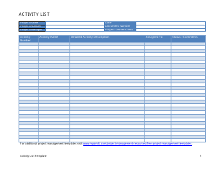 Document preview: Activity List Template