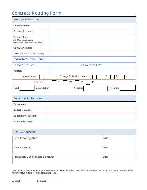 Contract Routing Form Download Pdf