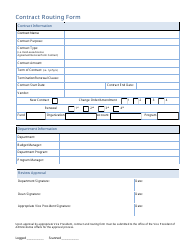 Contract Routing Form Download Fillable PDF | Templateroller