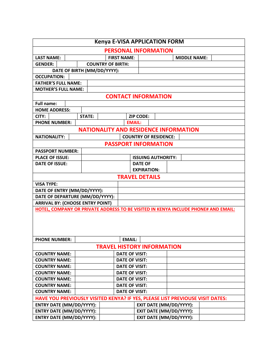 Kenya E Visa Application Form Fill Out Sign Online And Download PDF Templateroller