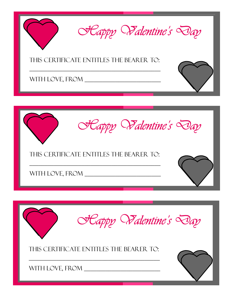 Valentine's Day Certificate Templates Download Printable PDF ...