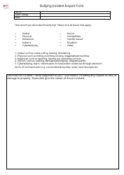 Document preview: Bullying Incident Report Form
