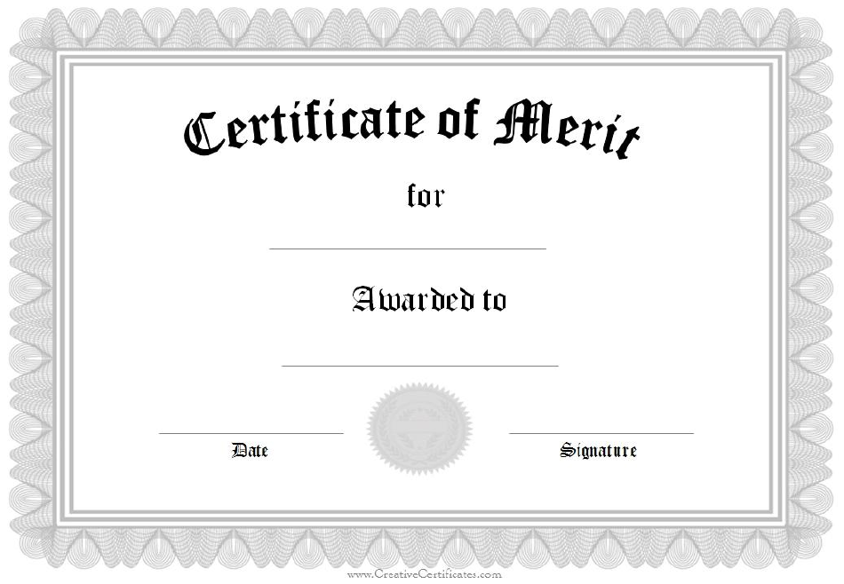 Certificate of Merit Template - Grey Image