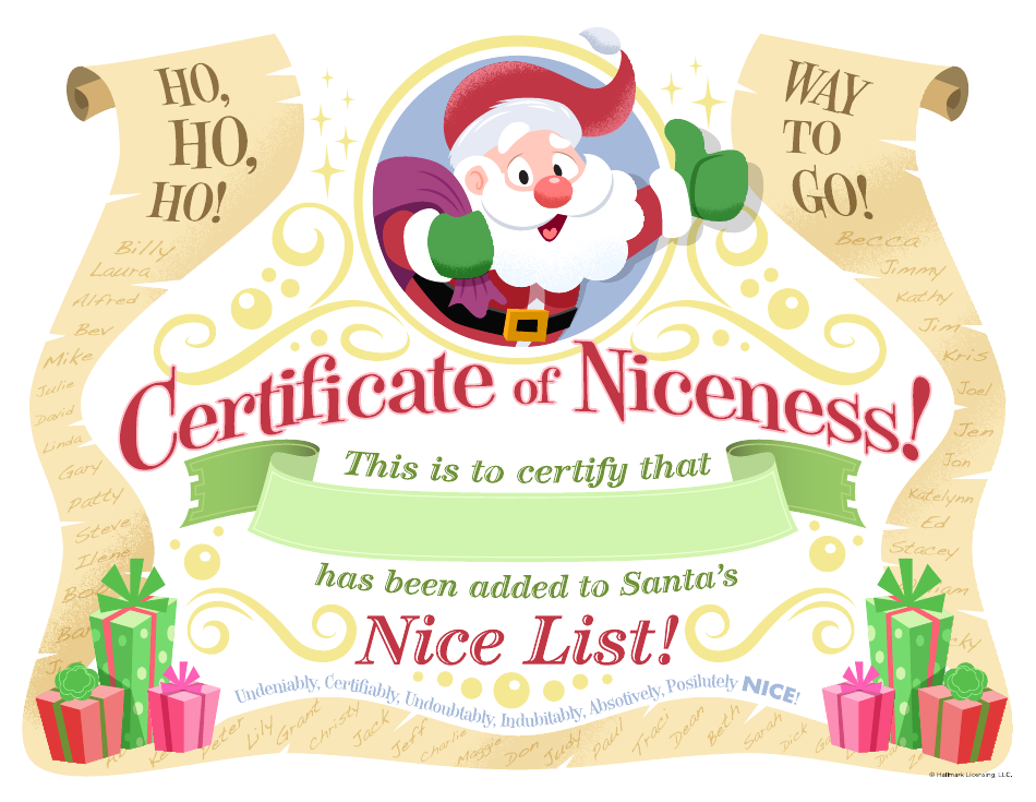 Christmas Certificate of Niceness Template - Preview image