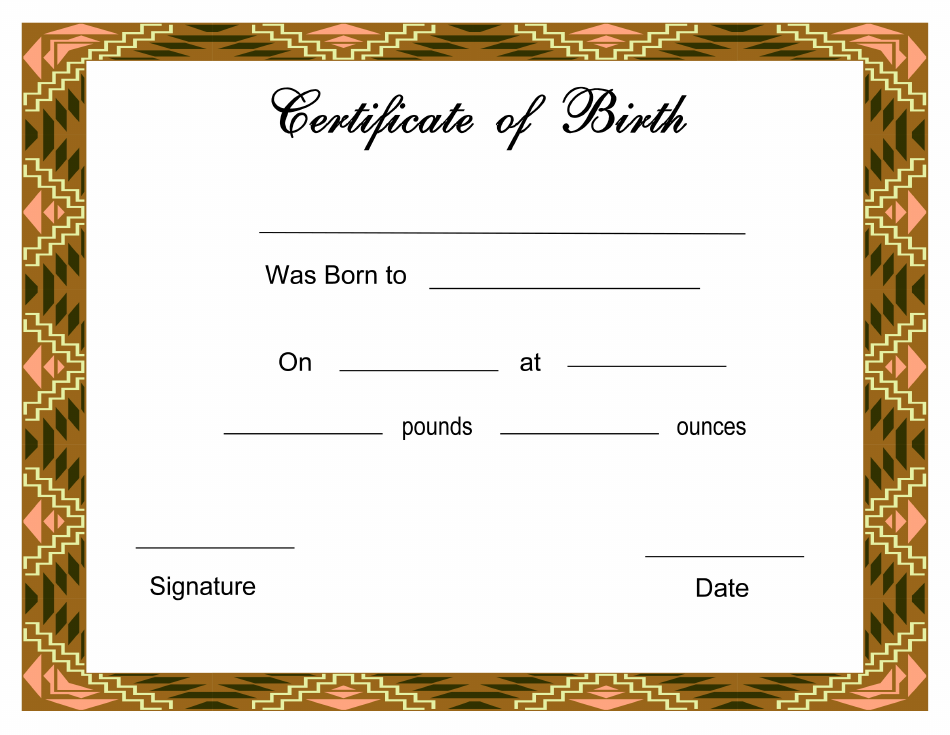 Birth Certificate Template Brown Download Printable PDF Templateroller