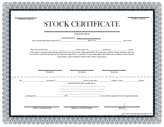 Stock Certificate Template Download Fillable PDF | Templateroller