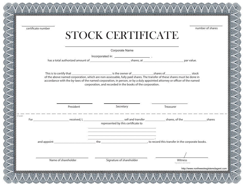 Stock Certificate Template with Grey Design