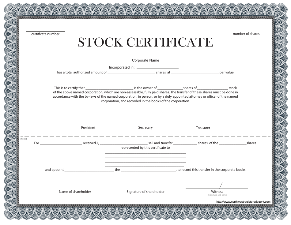 Stock Certificate Template - Grey Download Fillable PDF | Templateroller