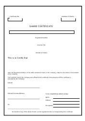 Document preview: Share Certificate Form