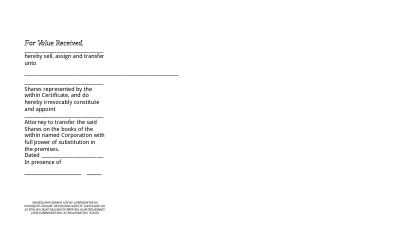 Sample Stock Share Certificate Template, Page 2