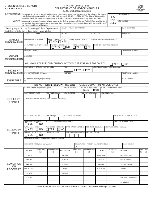 Form H-108  Printable Pdf