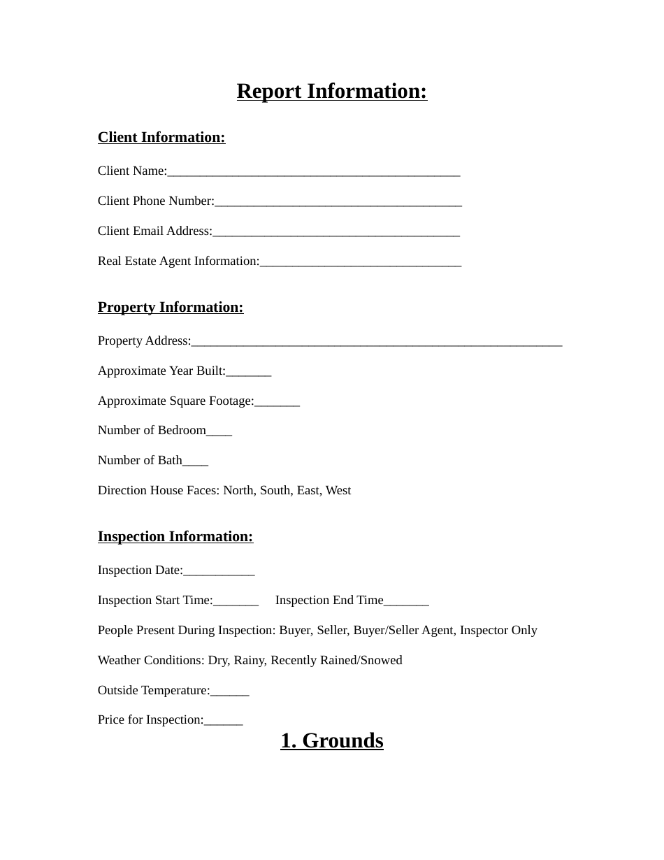 Home Inspection Report Form Download Printable PDF  Templateroller Pertaining To Home Inspection Report Template Pdf