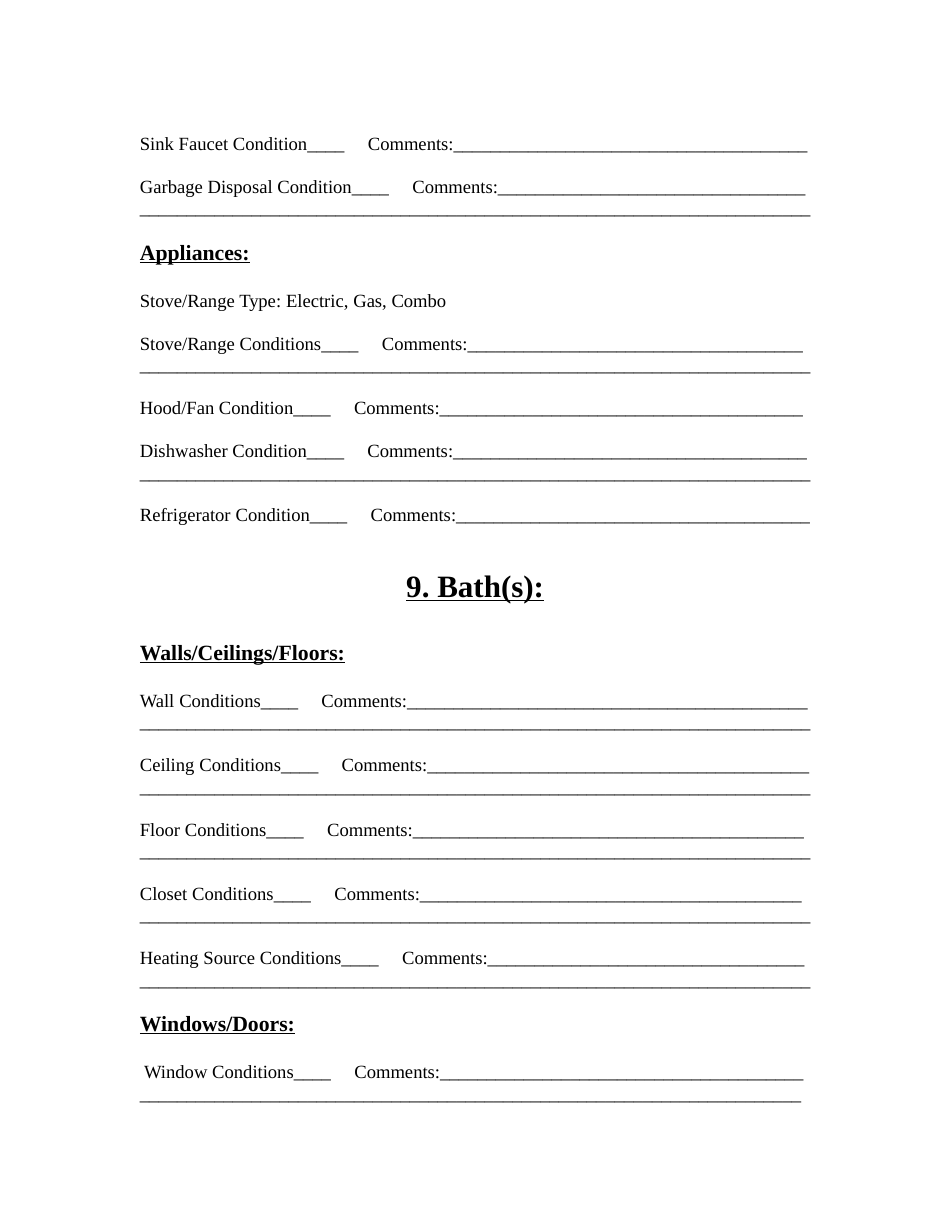 Home Inspection Report Form, Page 11