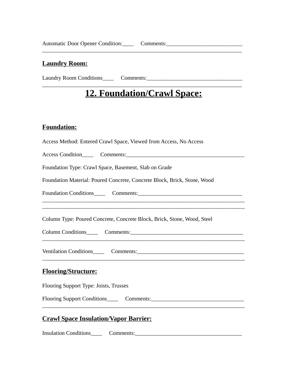 Home Inspection Report Form, Page 15
