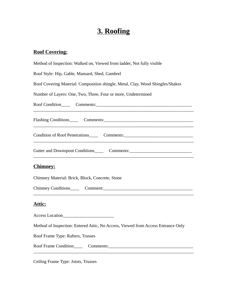 Home Inspection Report Form, Page 4