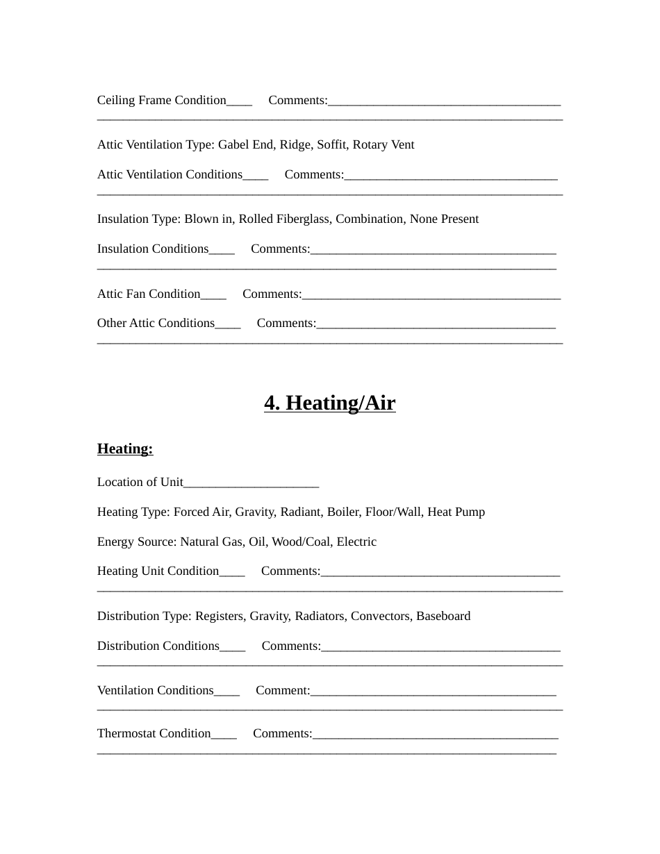 Home Inspection Report Form, Page 5