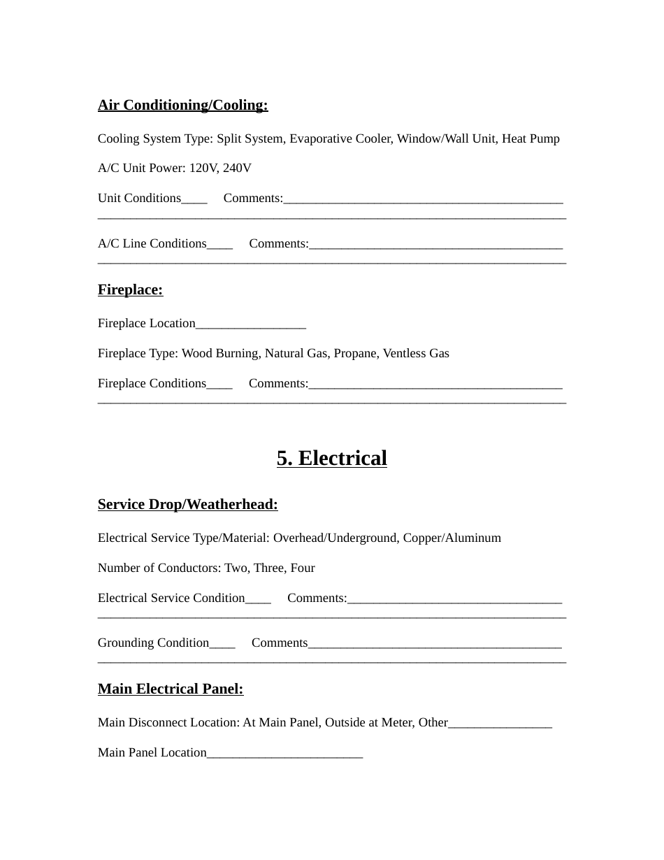 Home Inspection Report Form, Page 6