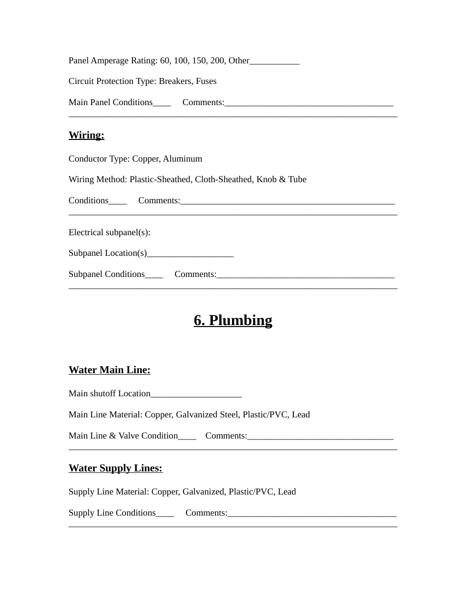 Home Inspection Report Form, Page 7