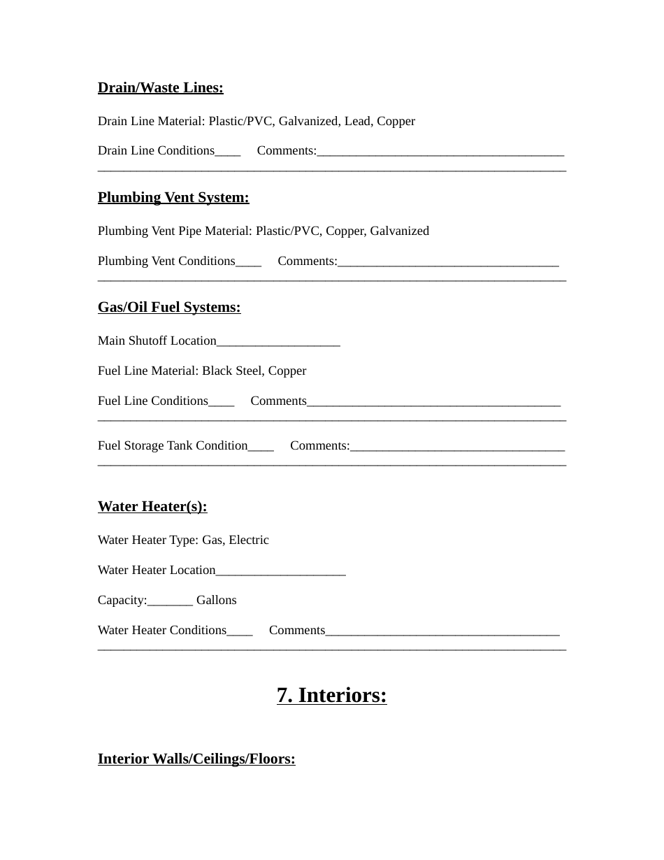Home Inspection Report Form, Page 8