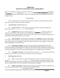 Month-To-Month Lease Agreement Form - Nebraska