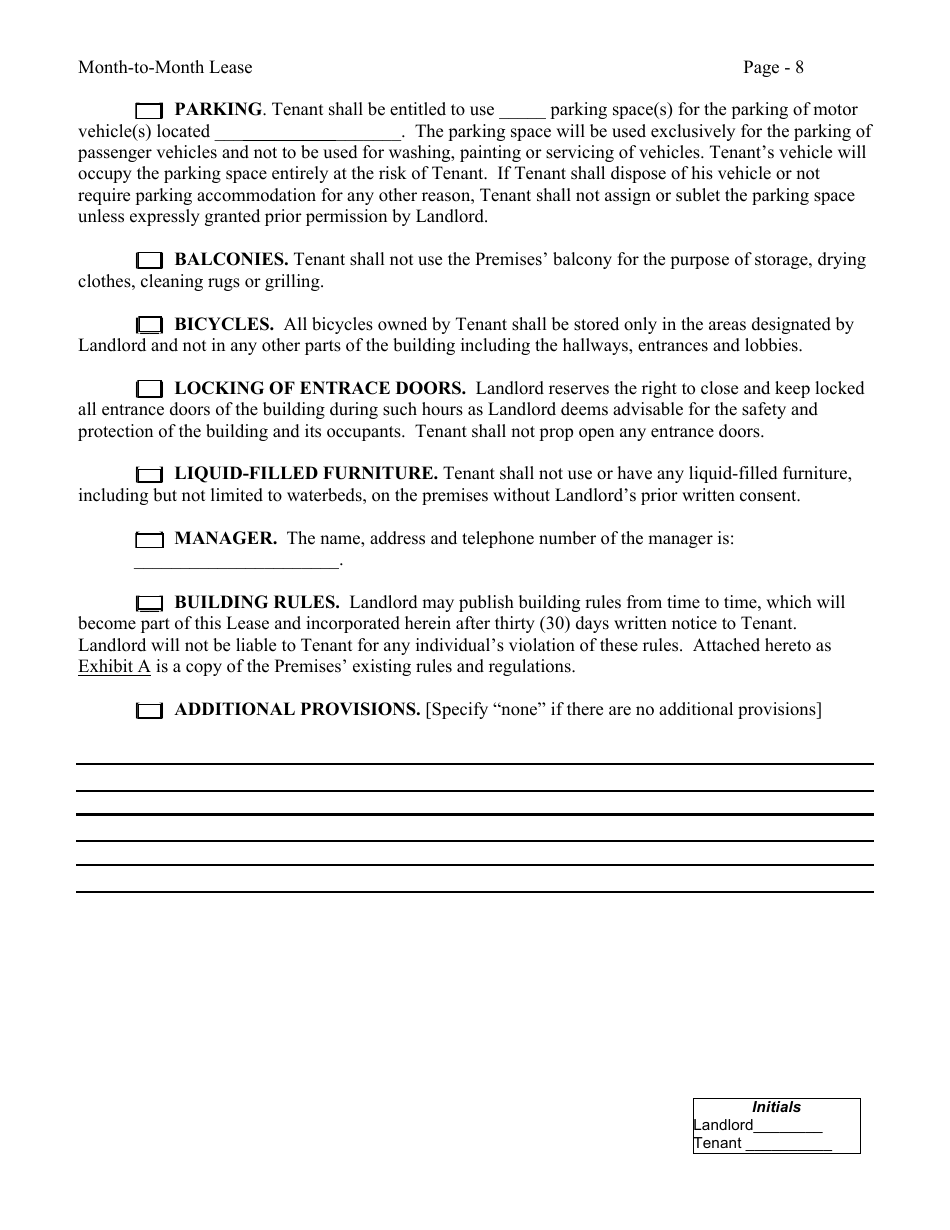 Month-To-Month Lease Agreement Form - Nebraska, Page 8