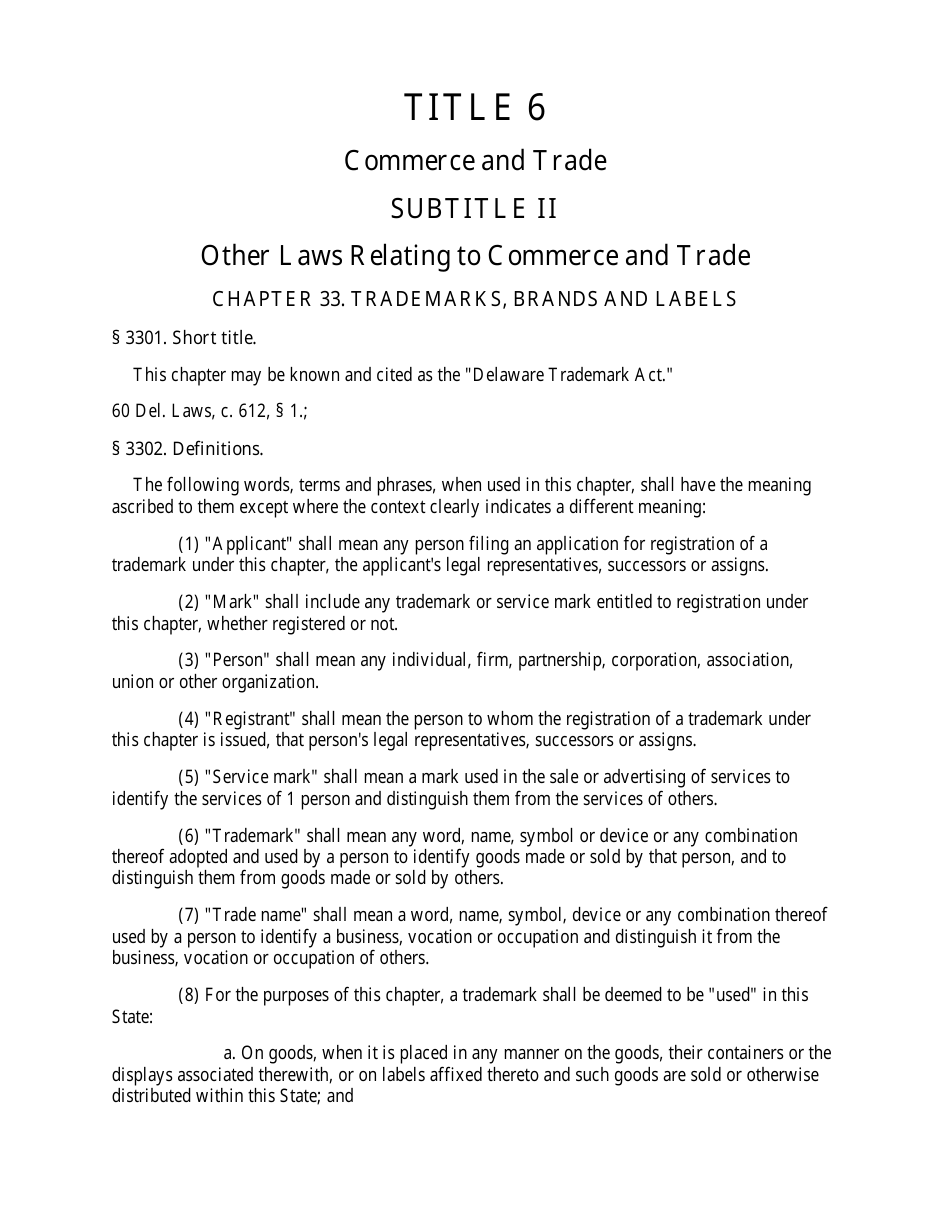 Application for Registration of Trademark or Service Mark - Delaware, Page 9