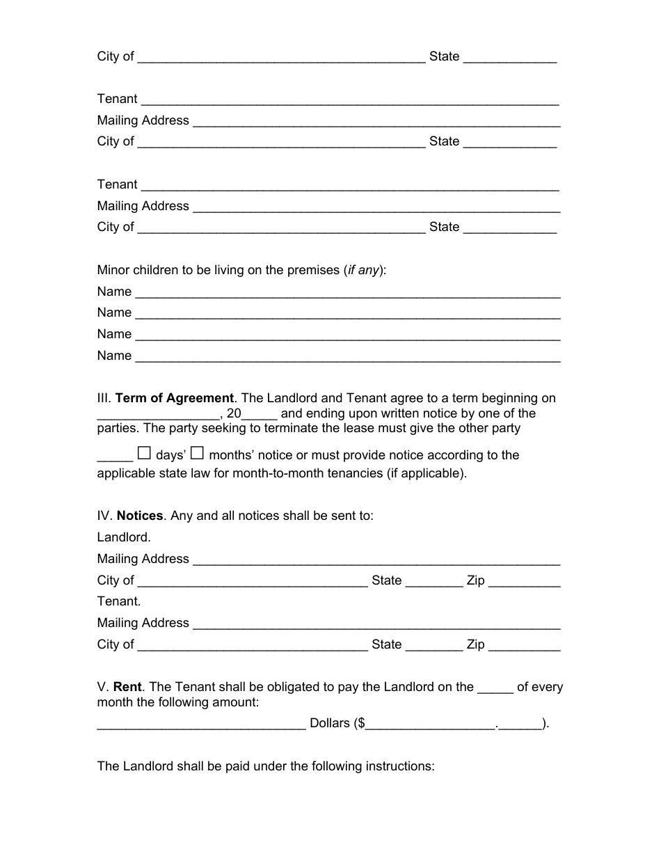 Delaware Monthly Rental Agreement Form - Delaware, Page 2