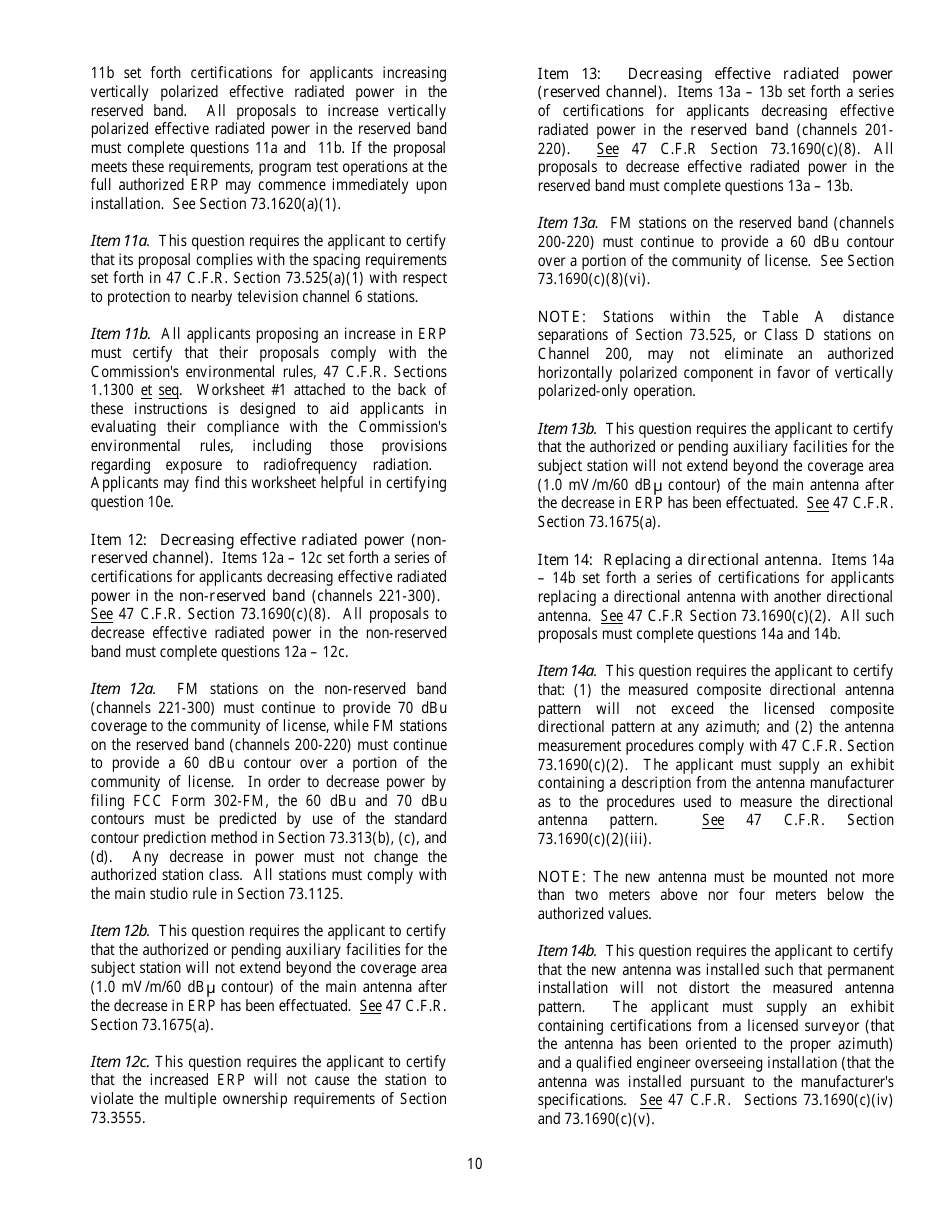FCC Form 302-FM Application for Fm Broadcast Station License, Page 10