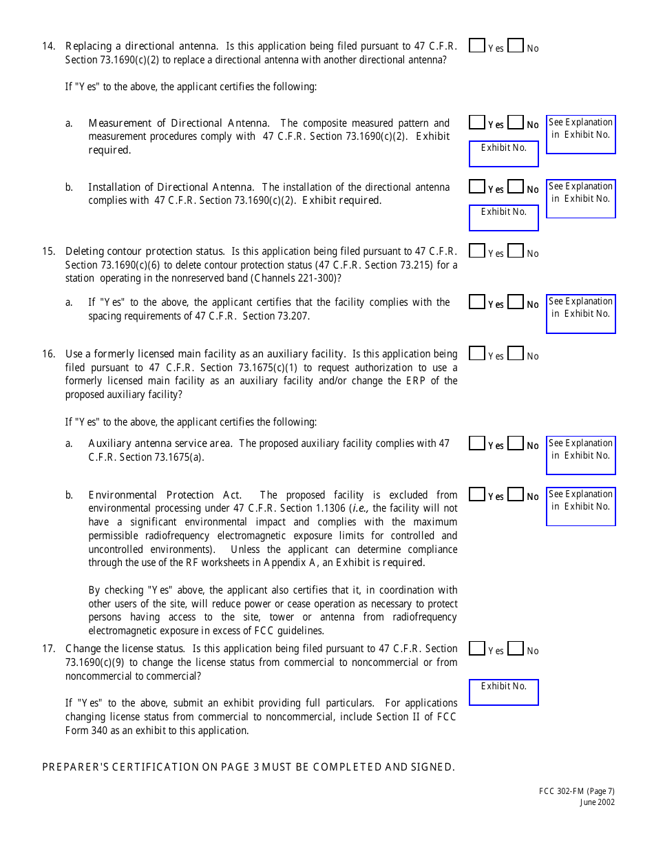 FCC Form 302FM Download Printable PDF or Fill Online Application for