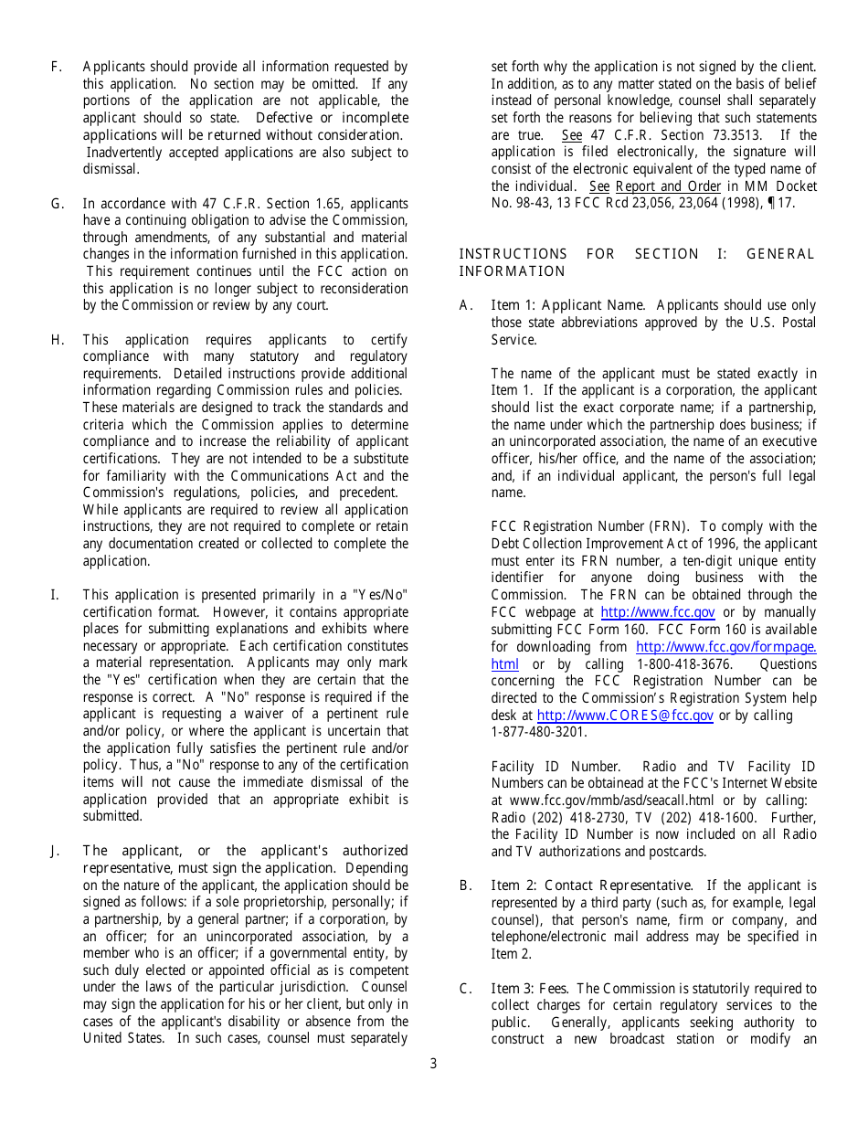FCC Form 302-FM Application for Fm Broadcast Station License, Page 3