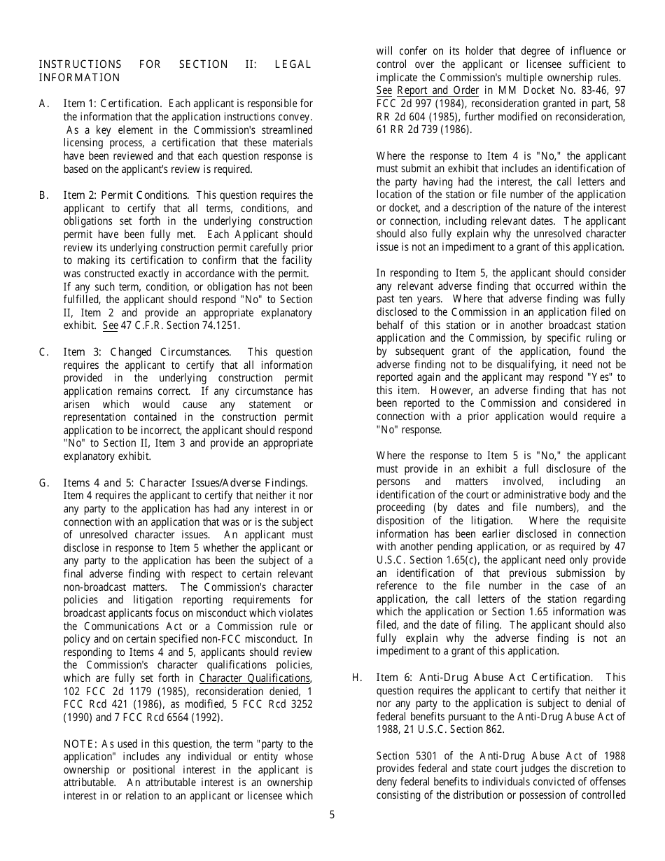 FCC Form 302-FM Application for Fm Broadcast Station License, Page 5