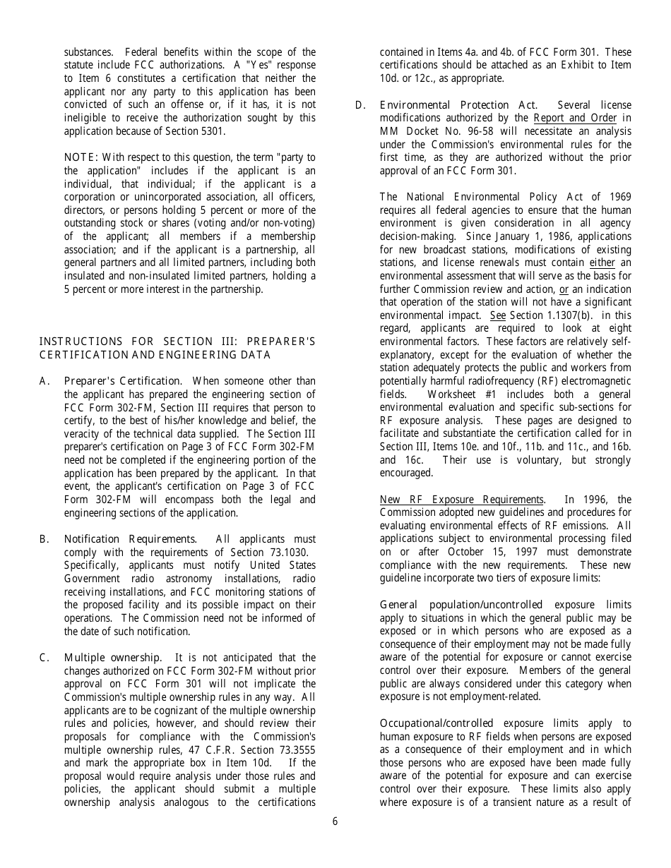 FCC Form 302-FM Application for Fm Broadcast Station License, Page 6