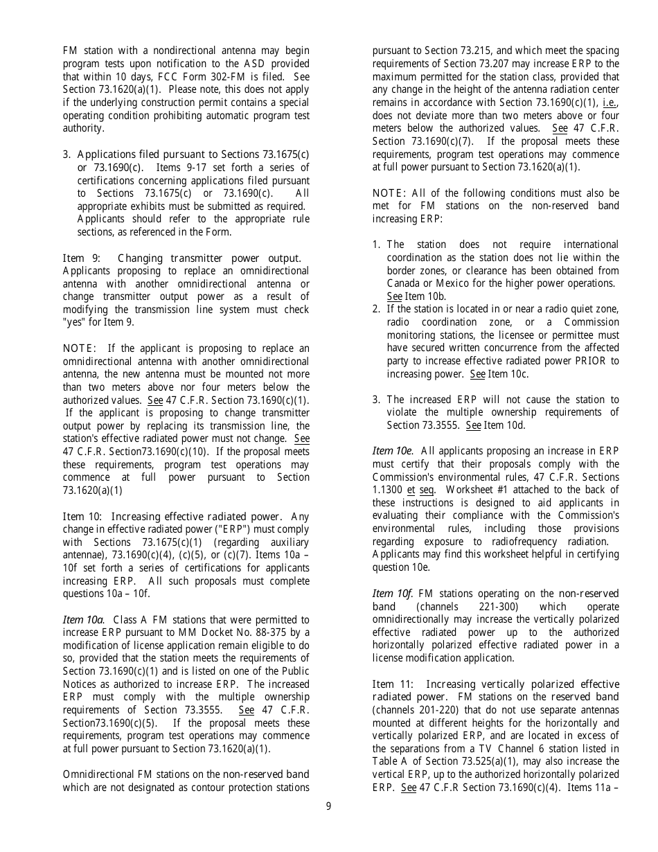 FCC Form 302-FM Application for Fm Broadcast Station License, Page 9
