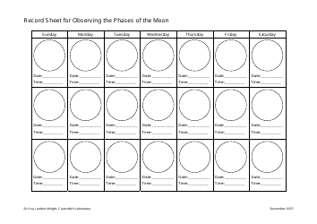 Document preview: Moon Observation Log Template - Cavendish Laboratory