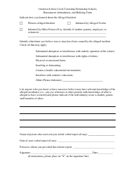 Form 1 Harassment, Intimidation, and Bullying Form - Greenwich-Stow Creek Township Partnership Schools - Cumberland County, South Carolina, Page 2