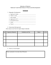 Document preview: Application Form for Performa National Youth Internship on Peace and Development - Pakistan