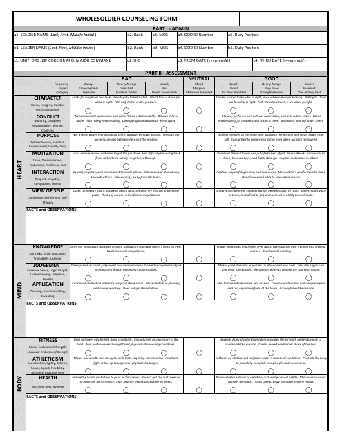 Wholesoldier Counseling Form Download Pdf