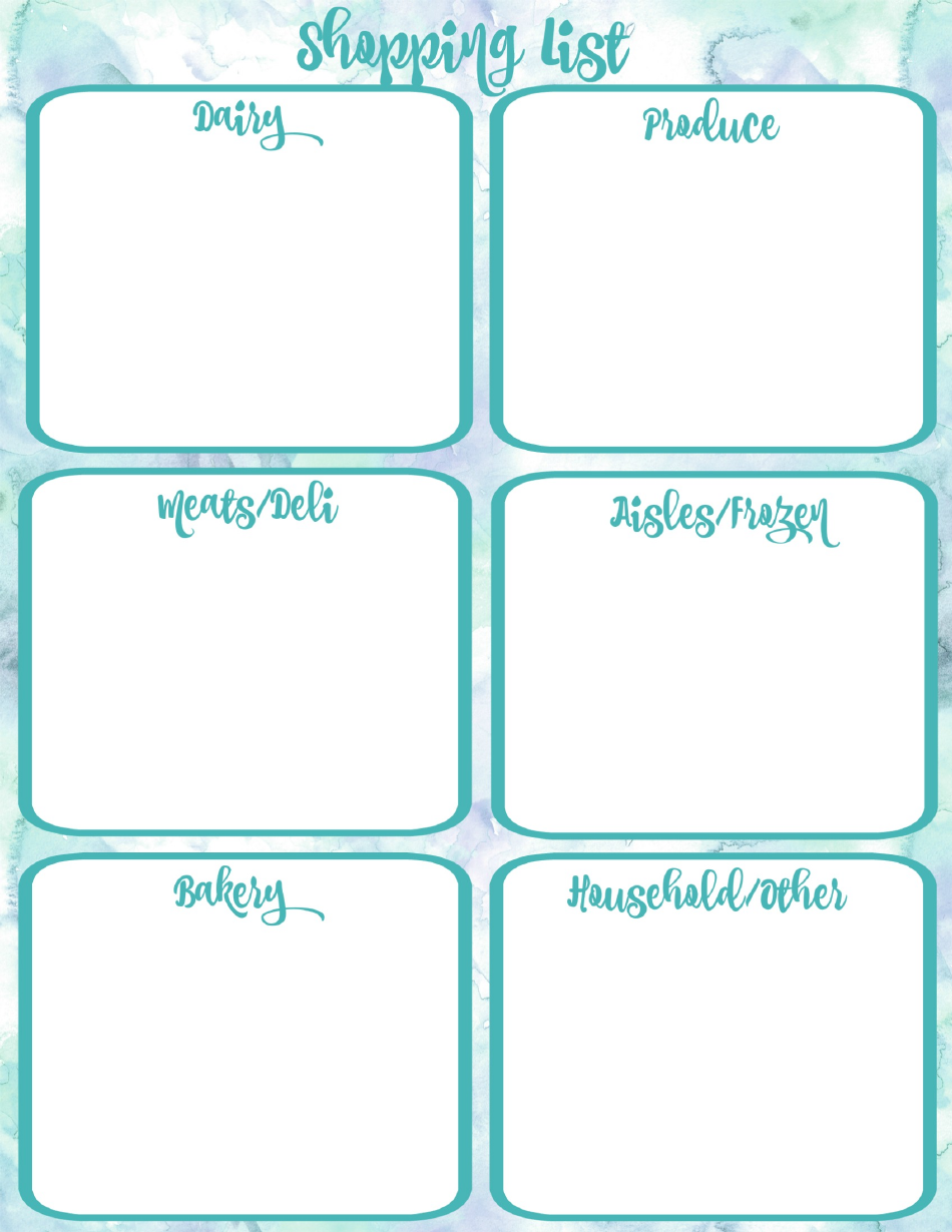 A visually refined Shopping List Template with a light blue design