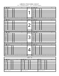 Document preview: Libero Tracking Sheet Template - Five Sets