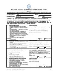 Document preview: Teacher Formal Classroom Observation Form - Mecklenburg County Public Schools