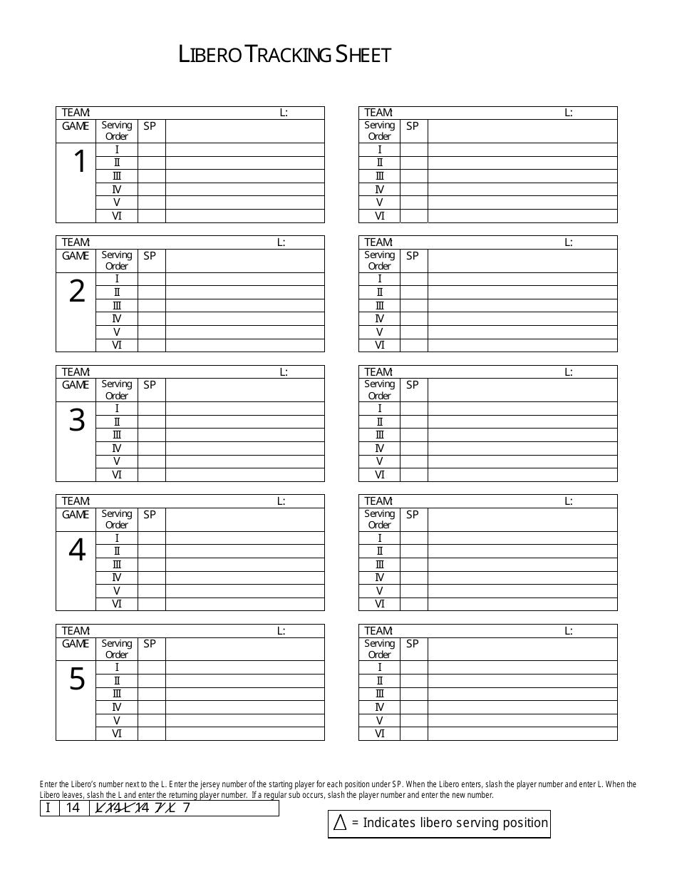 Libero Tracking Sheet Template - Image Preview