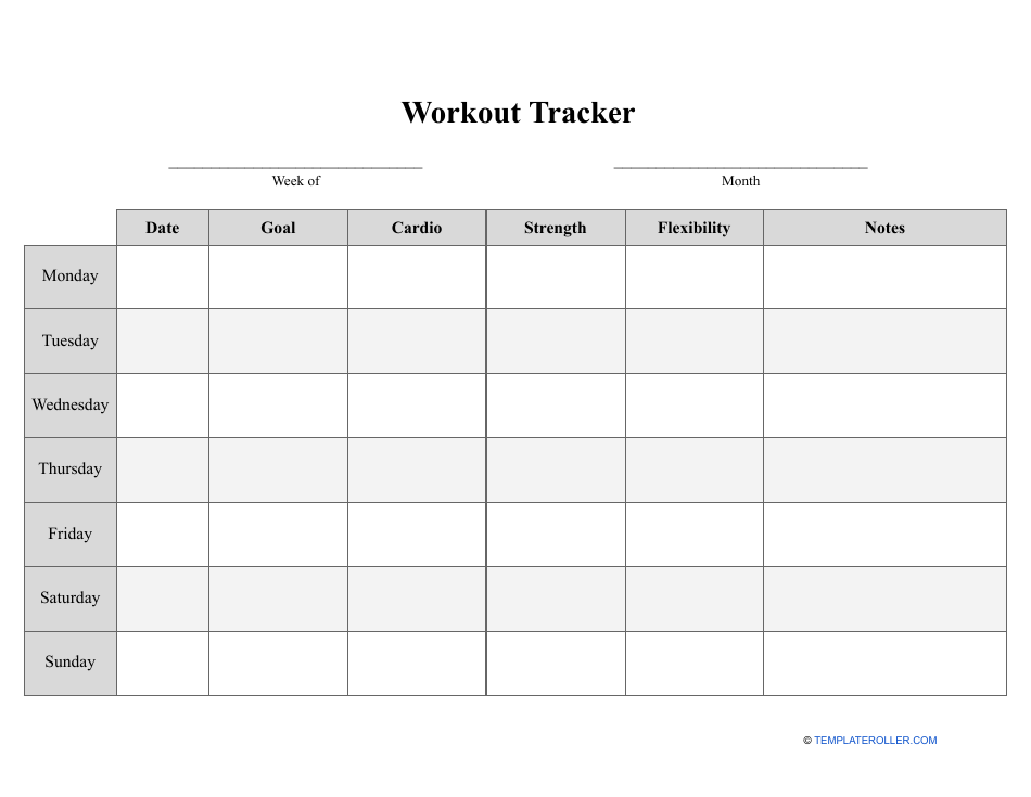 Workout Tracker Template, Page 1