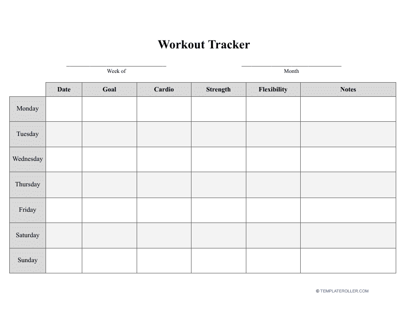 Workout Tracker Template Download Pdf