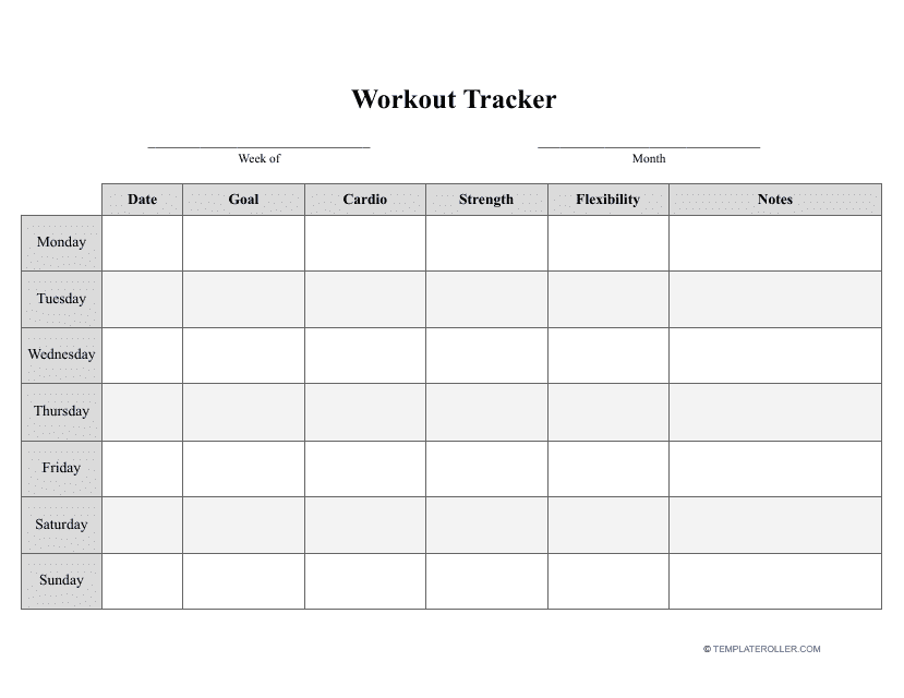 Workout Tracker Template Download Printable PDF Templateroller