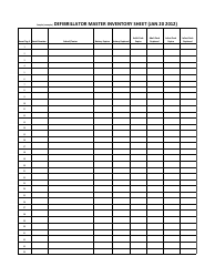 Document preview: Defibrillator Master Inventory Sheet - Sample