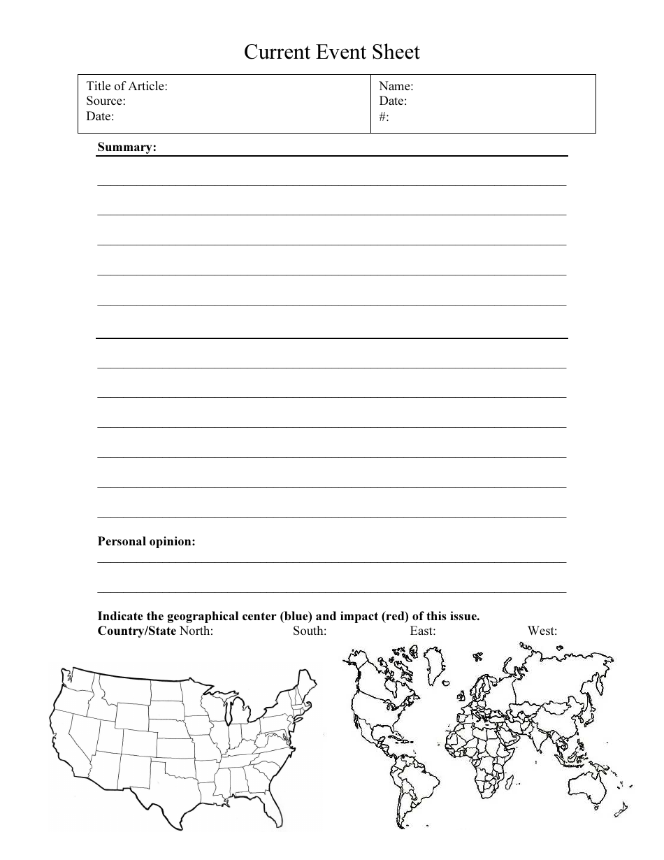 Current Event Sheet Template - A Professional and Customizable Document