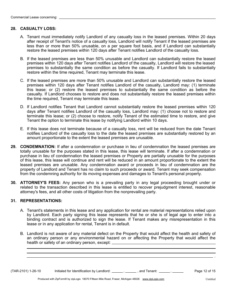 Form TAR-2101 - Fill Out, Sign Online and Download Fillable PDF, Texas ...